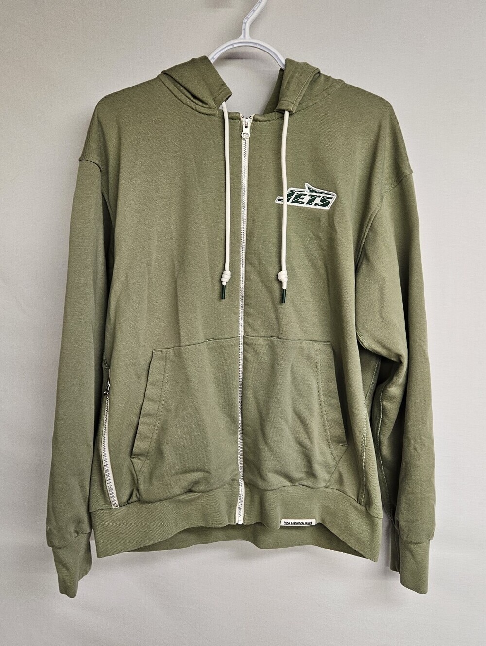 Nike Dry Fit NFL On Field Jacket Hooded Sweatshir Mens Green New York Jets Large